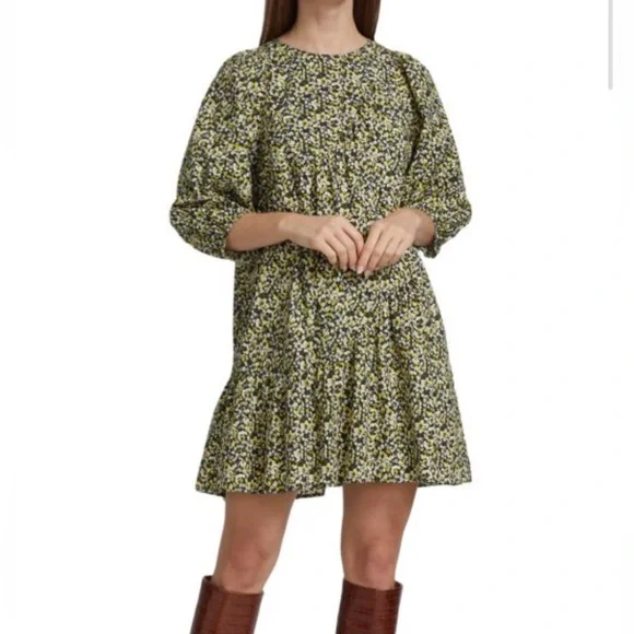 Rails Black and Yellow Floral Dress RAILS Louise Floral Tiered Mini Dress - Picture 1 of 5